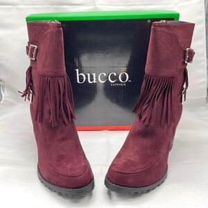Bucco Jaxsyn Fringed Boot Burgundy Size 9 NIB